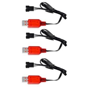 Sea Jump 3PCS 7.4V SM 4P Plug USB Charging Cable for RC Model Harrier Jump Jet DE36W DE65 HM202 EC08 EC16 DE85 M416 Electric Gel Ball Blaster Battery Charger