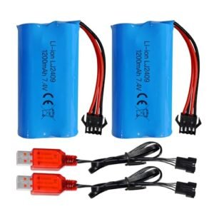 Sea Jump 2PCS 7.4V 1200mAh Rechargeable Battery for Tyco Sea Arrow RC Boat and Off Road Vehicles
