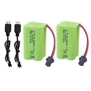 Sea Jump 2PCS AA 4.8V 2800mAh SM 2P Plug Rechargeable Battery with USB Charging Cable for RC Cars and Boats