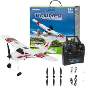 Top Race RC Plane 3 Channel Remote Control Airplane with Propeller Saver Easy to Fly Durable Construction for Adults Kids Beginners Stylish Red Design 12.2x15.8 Inches