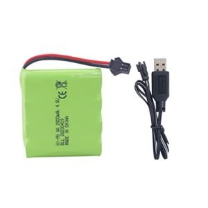 Fytoo 4.8V 2800mah AA Rechargeable Battery with SM-2P Plug with USB Charging Cable for SY-E511 RC Excavator car Truck Engineering car E562 TD141 RC car Toy car Battery