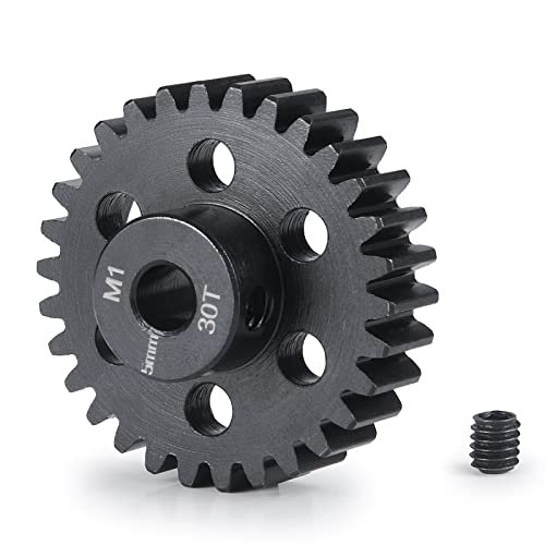 BRKRC M1 Motor Pinion Gear Metal Hardened Steel 5mm Shaft 30T for RC Kenworth Semi Trucks and 1/10 1/8 1/7 RC Car Trucks Buggy Brushless Brush Motor