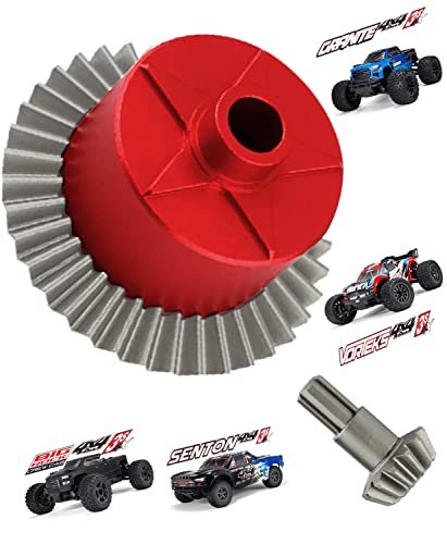 Rcarmumb Steel 37T Main Gear Differential Case Input Gear 13T Upgrades Part Compatible with Arrma Granite Senton Vorteks Big Rock Outcast Kraton Vendetta Typhon Models Including RC Rock Crusher Tires