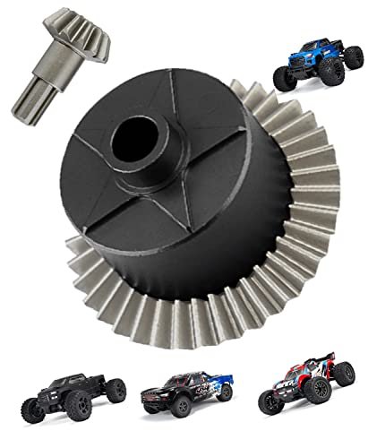 Rcarmumb Rock Crusher RC Tires Upgrade Kit for 1/10 Arrma Granite Senton Vorteks Big Rock 3S BLX and 1/8 Vendetta Typhon 3S BLX Models Steel 37T Main Gear Differential Case Input Gear 13T