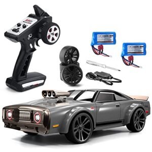 GoolRC 1/16 Scale RC Drift Car with High Speed 4WD and Extra RC Motorcycle Tires for Adults