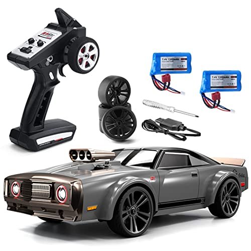 GoolRC 1/16 Scale RC Drift Car with High Speed 4WD and Extra RC Motorcycle Tires for Adults