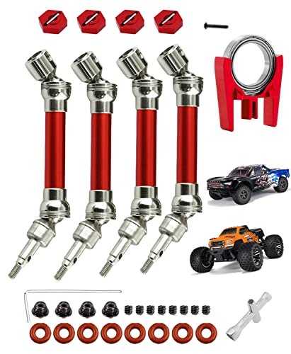 New Bright RC 4x4 Polaris RZR Speed Upgrade Drive Shaft CVD Axles High Speed Support for 1/10 Arrma Senton Granite 3s Blx Mega550 Vorteks 4x4 3S BLX 4Pcs Front Rear Driveshafts Red