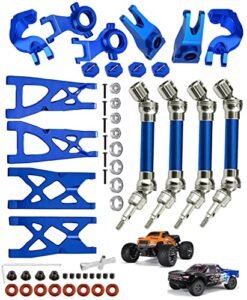 RCMYou RC I Beam Suspension Upgrade Kit for 1/10 ARRMA Vorteks Granite Senton 4x4 3S Blx Mega 550 Front Rear Drive Shaft Suspension Arm Steering Blocks Caster Hubs Stub Axle Carriers Navy Blue