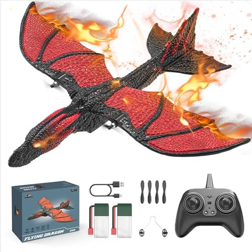 DEERC RTF RC Jet Dragon Plane Remote Control Airplane Toy for Kids and Adults 2CH 6axis Easy to Fly Foam Aircraft with Glider Stabilizer