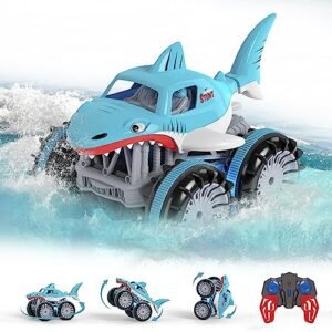 Hot Wheels Monster Trucks RC Tiger Shark Amphibious Remote Control Car 2.4Ghz All Terrain Vehicle for Kids and Adults