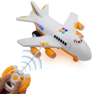 Tipmant 4CH RC Airplane Radio Remote Control Vehicle Car Electric Plane Aircraft Model Toy Music, Light Kids Birthday Gifts (Orange)