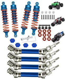 Rcarmumb CVD Drive Shaft and Alloy Big Bore Shocks Upgrade Kit for 1/10 Arrma Senton Granite 3s Blx Mega550 Vortek 3s Blx 4pcs Front Rear Steel 45 Driveshaft Navy Blue