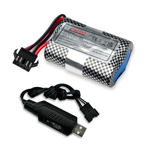BEZGAR 7.4V 1200mAh Li ion Battery Pack for TX123 RC Boat Chainsaw Engine