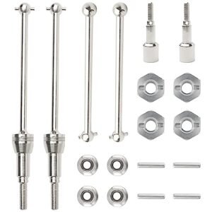 GDOOL 90205 90206 Metal Front Universal Drive Shafts and 90207 Metal Rear Wheel Shafts Spare Parts for 1/12 Bruhless Brushed 901A 903A 905A HM124 RC Trucks 4 Wheel Drive