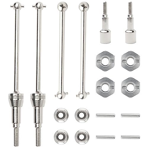 GDOOL 90205 90206 Metal Front Universal Drive Shafts and 90207 Metal Rear Wheel Shafts Spare Parts for 1/12 Bruhless Brushed 901A 903A 905A HM124 RC Trucks 4 Wheel Drive