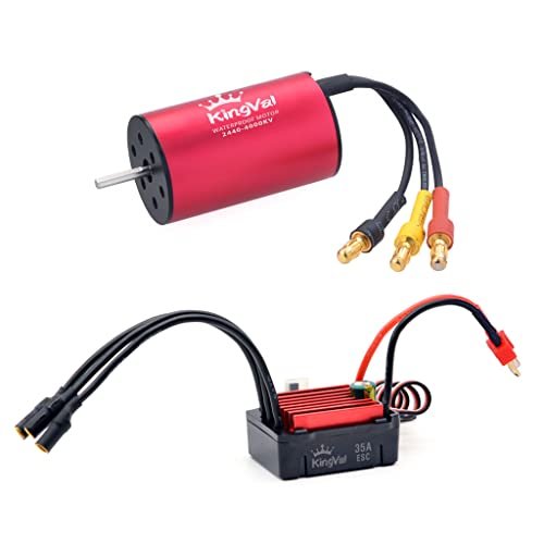 KingVal Replacement 2440 4000KV Waterproof Brushless Motor Shaft 2.3mm with 35A Brushless ESC for Tetsujin RC Body 1/16 RC Car