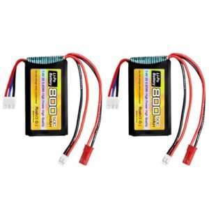 Sea Jump 2PCS 7.4V 800mAh 2S 50C Li Po Battery with JST and PH2 0 Plug The Most Powerful RC Jet Engine for SCX24 RC Car and Compatible with Most 1 10 1 16 1 18 1 24 Ratio Toy Cars Trucks and 4 Axis Aircraft
