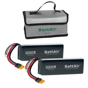 ISDT BattAir RC Battery 5000mAh 2S 25C for RC Car, Smart Lipo Battery with XT60 Connector, Intelligent RC Battery for FPV Drone Quadcopter with Fireproof Explosionproof Bag Battery Storage Guard