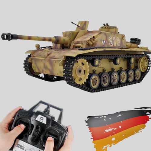 Ssccgym 3868 Large Remote Control Assault Tank F/8 No.3 TK7.0 Airsoft BB Shooting 1/16 Scale RC German Military Vehicle Truck Collection Model (Grey Professional RC Tank)