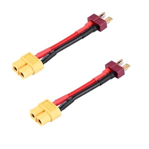 Hengfuntong Elec Ultra Deans T Plug Male Charging Cable Leads 14awg 20cm with XT60 Female for RC Battery Chargers 2pcs