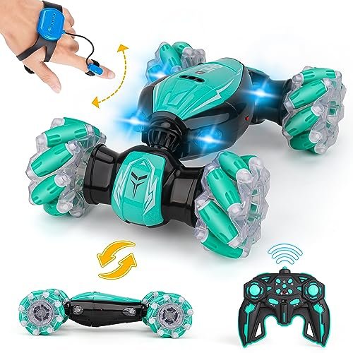 AHCo Gesture RC Stunt Car with 2 8 RC Off Road Tires for Boys Kids Age 6 12 4WD Twist Cars Off Road Vehicle with Cool Light and Music