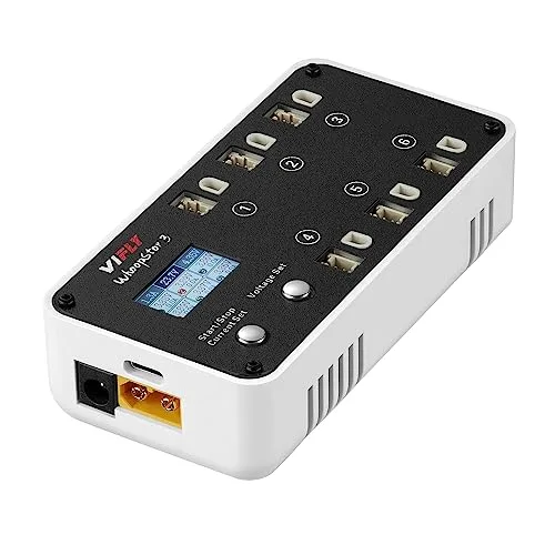 VIFLY WhoopStor V3 6 Port 1S LiPo RC Battery and Charger with LCD Display PH2.0 BT2.0 Connectors