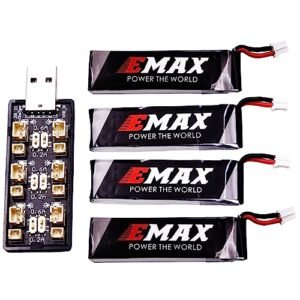 Blomiky Hot Wheels Rocket League RC Rivals Pack 4 Pack 3.8V 450mAh Battery and 1 Charger Board for EMAX Tinyhawk RC Quadcopter Drone