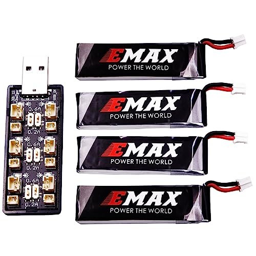 Blomiky Hot Wheels Rocket League RC Rivals Pack 4 Pack 3.8V 450mAh Battery and 1 Charger Board for EMAX Tinyhawk RC Quadcopter Drone