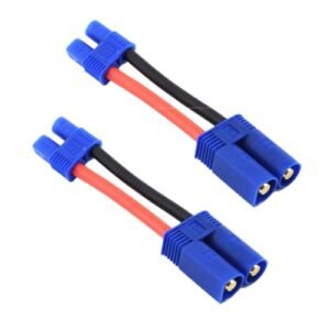 Hengfuntong-Elec EC5 EC 5 EC-5 Plug Male Charging Cable Leads 14awg 10cm with EC3 Female EC3 EC 3 EC-3 for RC Battery Chargers 2pcs