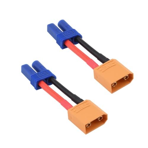 Hengfuntong Elec XT90 Plug Male Charging Cable Leads 10awg 10cm with EC5 Female for RC Battery Chargers 2pcs