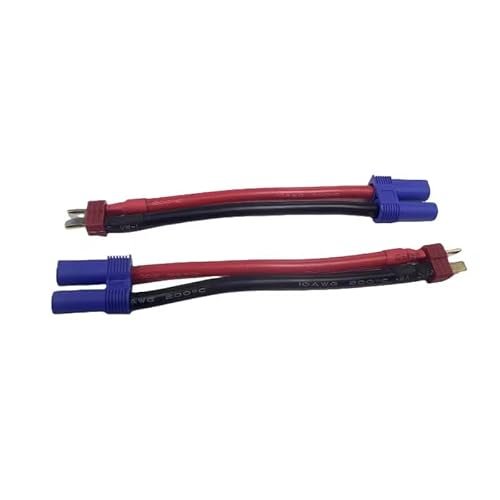 Hengfuntong Elec Ultra Deans T Plug Male Charging Cable Leads 10awg 10cm with EC5 Female for RC Battery Chargers 2pcs