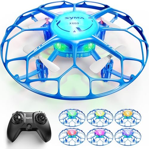 SYMA RC Airplane Rotary Engine Drone with 7 Color LED Lights Headless Mode and One Key Stunts for Kids and Adults