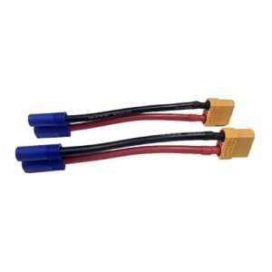 Hengfuntong-Elec EC5 EC 5 EC-5 Plug Male Charging Cable Leads 10awg 10cm with XT90 Female XT90 XT 90 XT-90 for RC Battery Chargers 2pcs