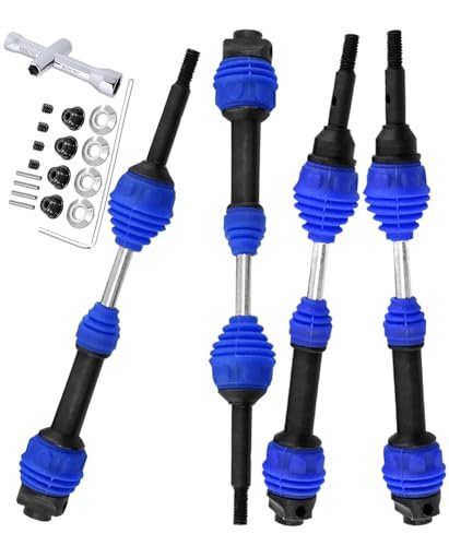 Rcarmumb CVD Axles Driveshafts Upgrades Part for 1/10 Slash Rustler Stampede Hoss VXL 4X4 4WD RC Trailer Axles 1/10 4Pcs Front Rear Transmission Universal Drive Shaft Navy Blue