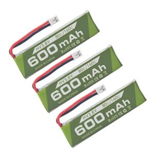 Fytoo 3PCS 1S 3.8V 80C 600mAh Li Battery with JST-PH 2.0 Plug Connector for Cinewhoop Tinyhawk Micro FPV Racing Drone RC Aircraft Battery
