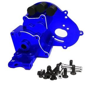 Aluminum Gearbox/Transmission Case with Motor Plate & Arm Mounts Upgrade Parts Fit for 1/10 Traxxas 2WD Slash/VXL Rustler/VXL Stampede/VXL Bandit/VXL RC Car, Replace of 3691/A(Blue)