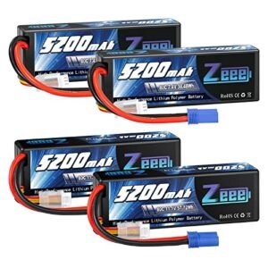 Zeee 3S Lipo Battery 5200mAh 11.1V 80C Hard Case Battery EC5 Connector 2 Pack with 7.4V Lipo Battery 2S 80C 5200mAh Hard Case EC5 Connector 2 Pack for RC Vehicles Car Truck