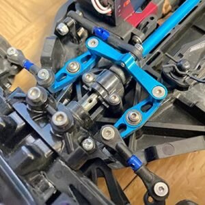 Tamiya RC Car Drift Adjustable Steering Tie Link Pull Rod Linkage for TT 02 TT02T 1 10 Scale Blue