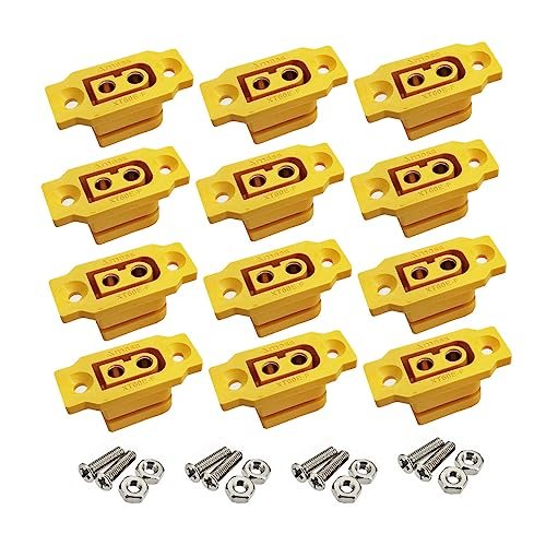 JINOARC 6Pairs XT60 Panel Mount Connectors XT60E-M Plug with Mounting Screws for 3D Printers RC Drones E-Bike Controller Box