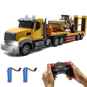 Fistone 1/24 Scale RC Truck Roller with Trailer 2 4Ghz Remote Control Construction Vehicle Toy for Kids