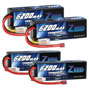 Zeee 3S Lipo Battery 6200mAh 11.1V 100C Hard Case Battery T Connector 2 Pack with 7.4V Lipo Battery 2S 60C 6200mAh Hard Case T Connector 2 Pack for RC Vehicles Car Truck