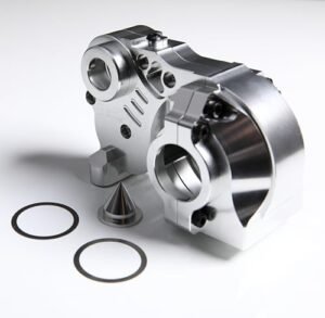 GTBRacing CNC Aluminum Gearbox Metal Diff Transmission Gear Box Case for DWA RC Car HPI Baja 5b ss 5sc Upgrade Part Design 2 Silver
