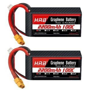 HRB Graphene 2S 2200mAh 100C 7.4V XT60 Lipo Battery 2packs for Tomahawk RC Helicopter and Other RC Models