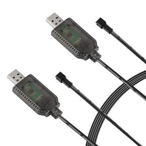 BXIZXD 2 Pack 3.7V USB Charger Cable with SM 2P Plug Connector for European RC Trucks and Toys