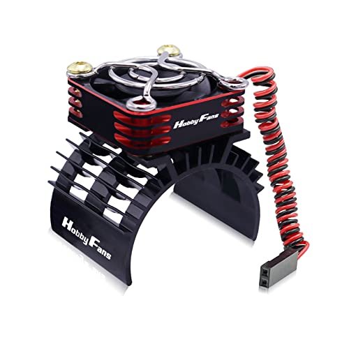 Hobby Fans Fastest Motor for RC Car 28000RPM Aluminum Cooling Fan with Heatsink Compatible with 1/8 1/10 540 550 F540 3650 3660 Motors Red
