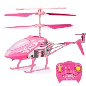 Pink RC Helicopter Toy for Kids with LED Lights 3.5 Channel Gyro Stabilizer and Altitude Hold by SkyFlyer