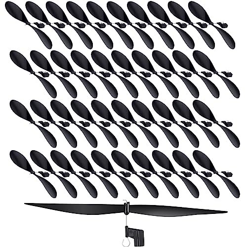 Libima 40 Pcs Plastic Propeller for RC Radios for Airplanes STEM Activities Fold Resistant Propeller Blades with Rubber Band Hooks 7.1 Inches Black