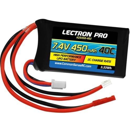 COMMON SENSE RC Lectron Pro 7.4V 450mAh 40C Li Po Battery with JST Connector