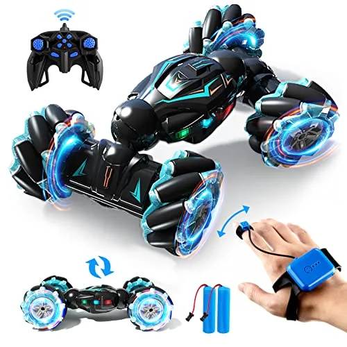 Jovow 1 12 Scale RC Stunt Car with Working Lights 2.4GHz 4WD Remote Control Gesture Sensor Toy for Boys Girls