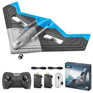 4DRC G4 RC Flying Wing RTF Airplane 2.4GHZ 2CH with 6 Axis Gyro Stabilizer 2 Batteries Durable EPP Material Easy to Fly for Adults Kids Blue